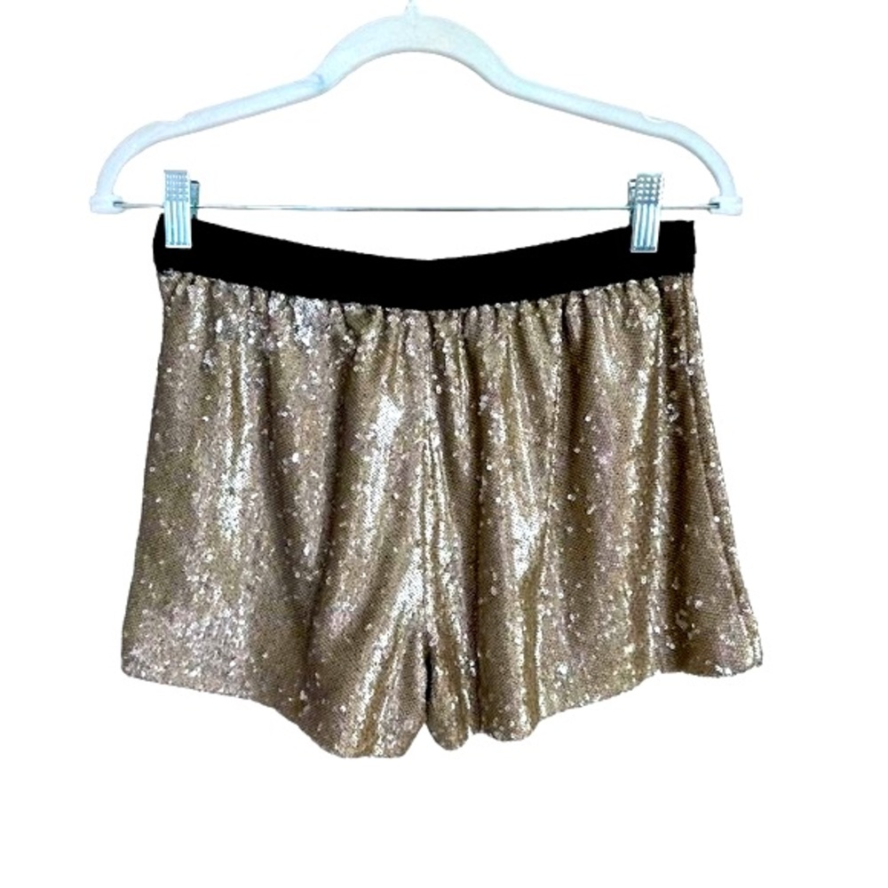 Zara metallic gold sequins mini shorts size XS